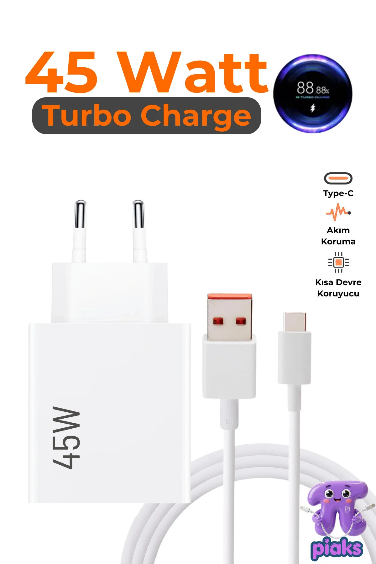 Xiaomi 45W Turbo Şarj Aleti Poco M8 Poco X3 GT Poco X7 Uyumlu Type-C 45 Watt Hızlı Şarj Cihazı Adaptör Ve Kablo Set